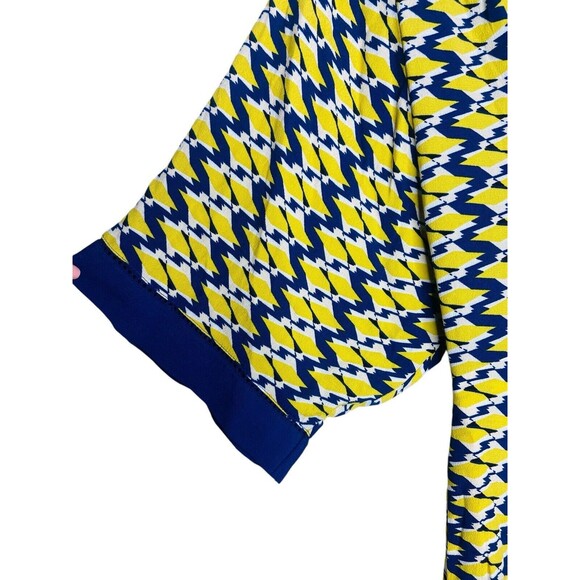 Anthropologie Maeve Dress Size 4 Mirabilis Kimono Sleeve Yellow Blue Geometric - Picture 11 of 16